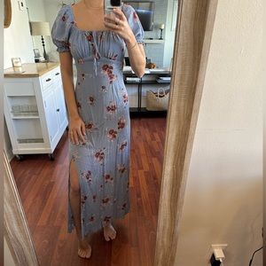 Altar’d State Cora Blue Maxi Dress with Slit